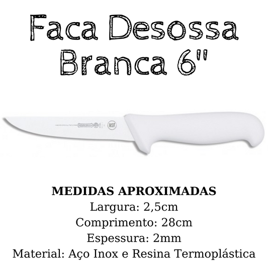 Faca Para Desossa 6 Aço Inox Profissional Chef Cozinha