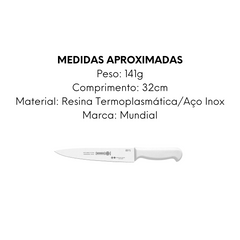 Faca Desossa Branca Mundial em Aço Inox Hercules