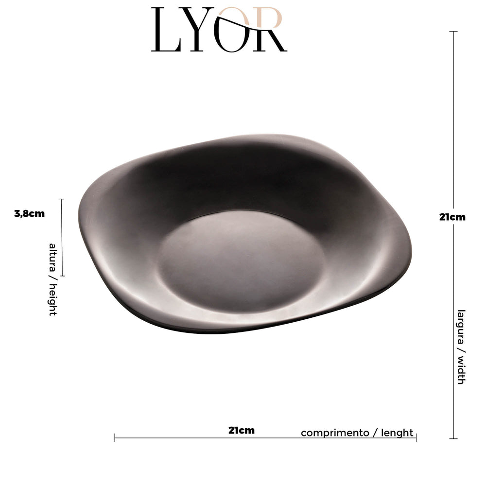 Prato Fundo Carine Noir Luminarc Preto Vidro Temperado Day Home