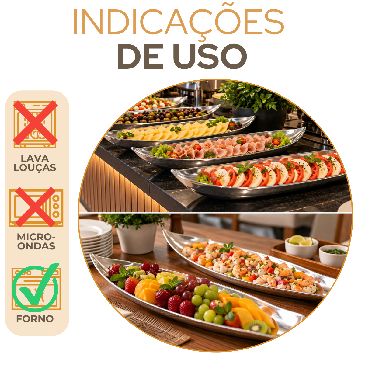 Travessa Finzetto em Alumínio Fundido para Buffet 79cm