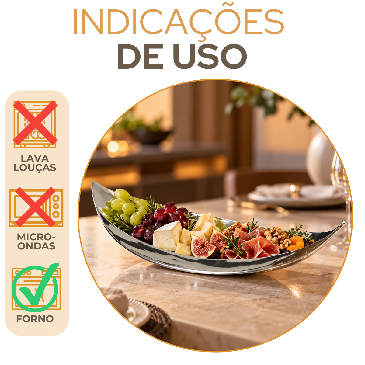 Travessa Ferronato em Alumínio Fundido 61cm para Buffet