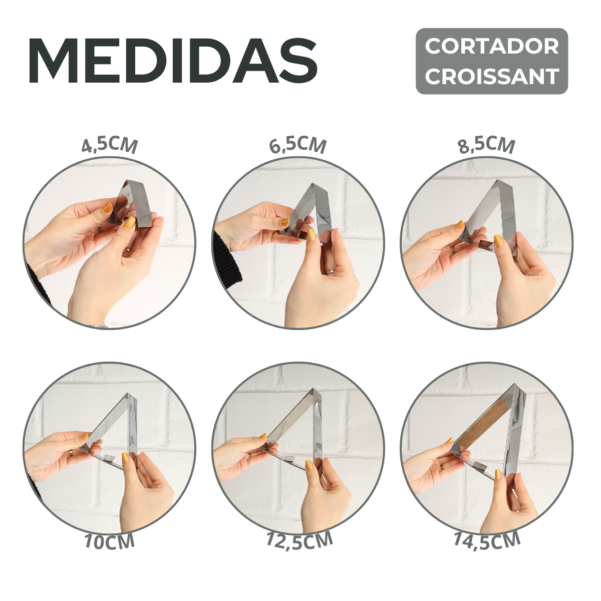 Jogo Cortador Croissant Aço Inox 6 Peças