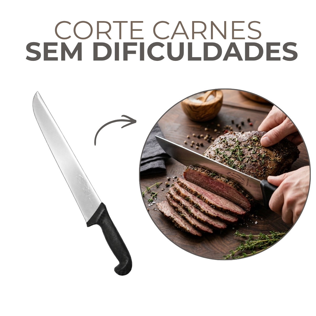 Faca Carne 12° Cabo Preto