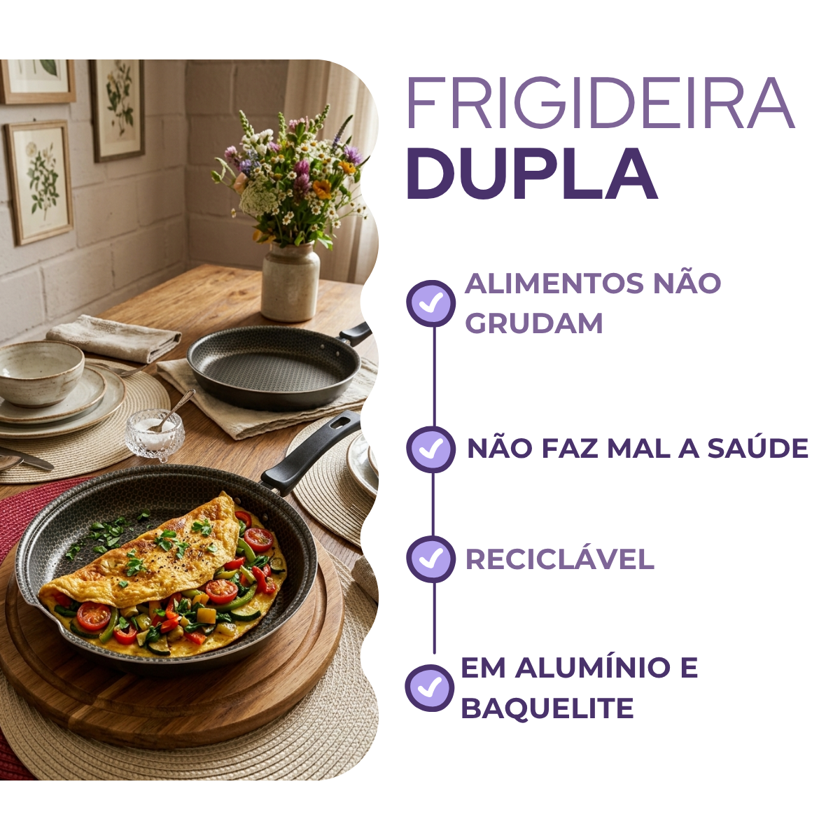 Frigideira Dupla Antiaderente 24cm