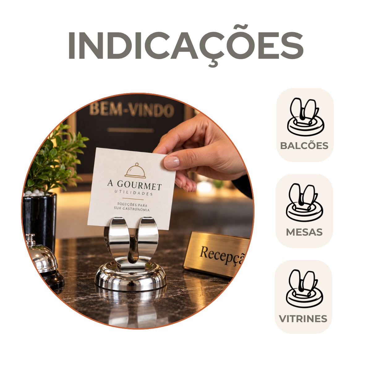 Clip para Menu ou Cartão em Aço Inox