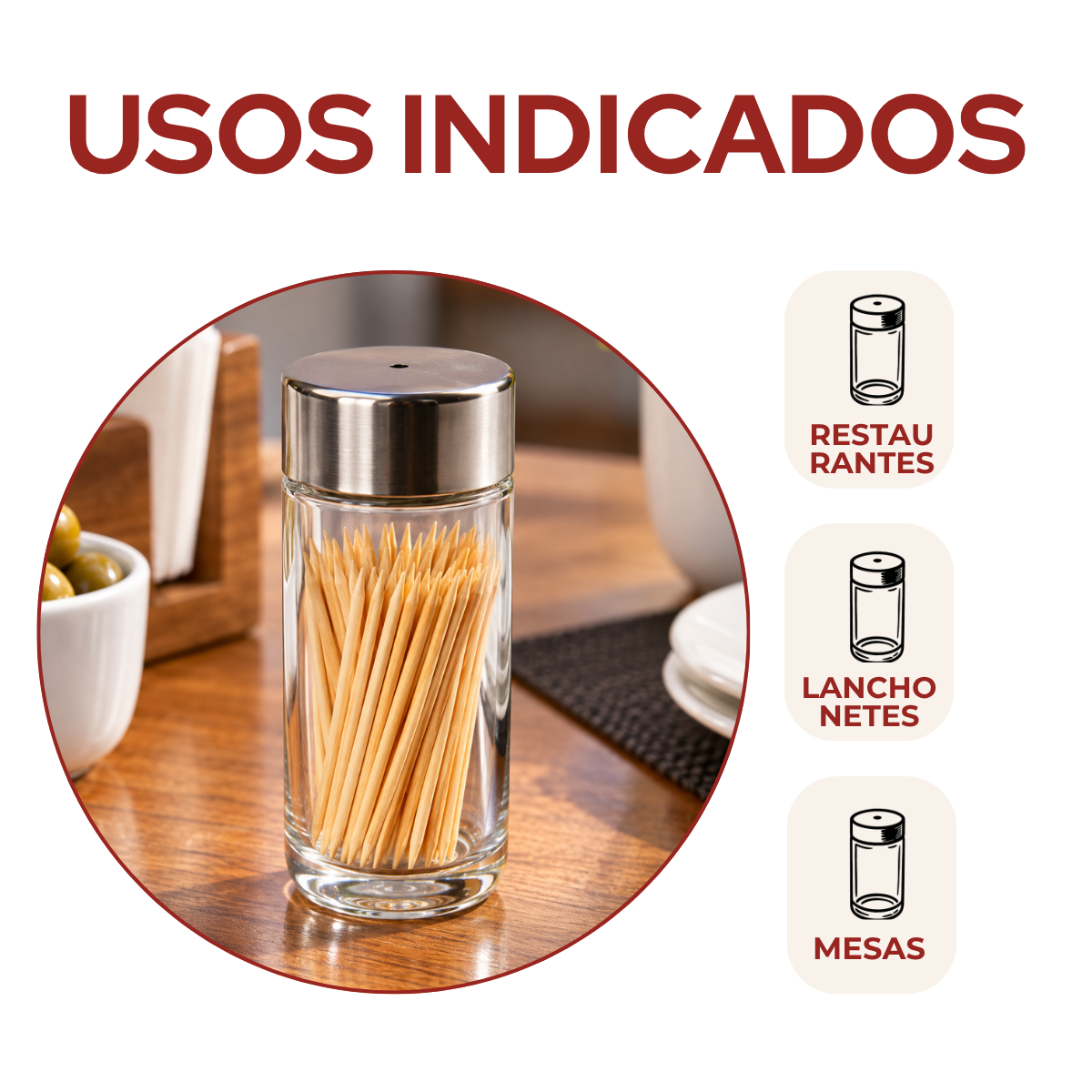 Paliteiro de Vidro Com Tampa de Aço Inox
