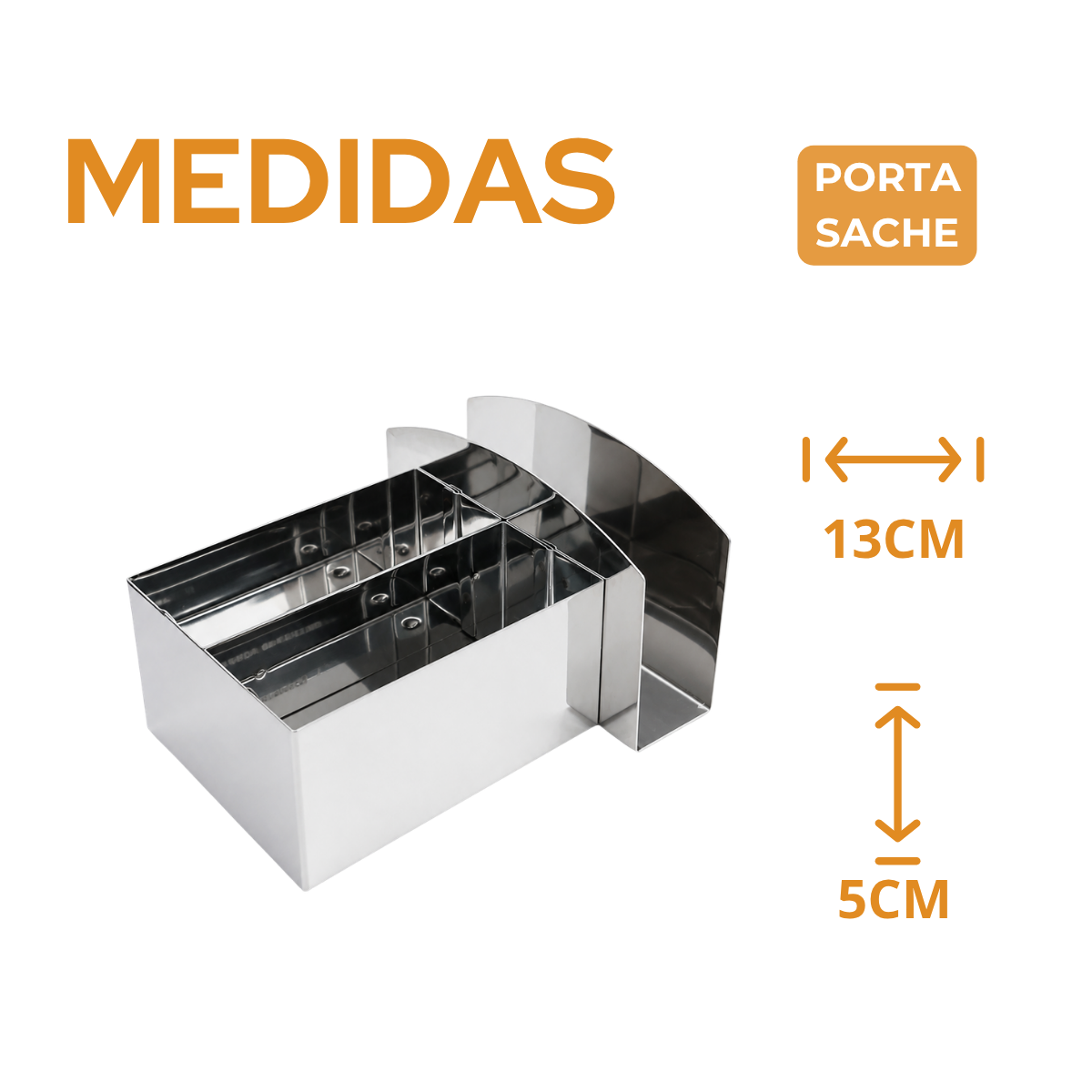 Porta Sachê e Guardanapo em Aço inox Servir