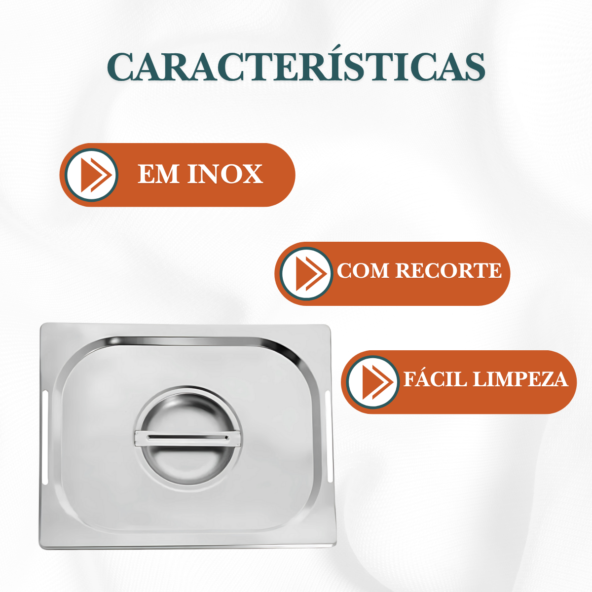 Tampa 1/2 Inox com Recorte para Cuba - A Gourmet