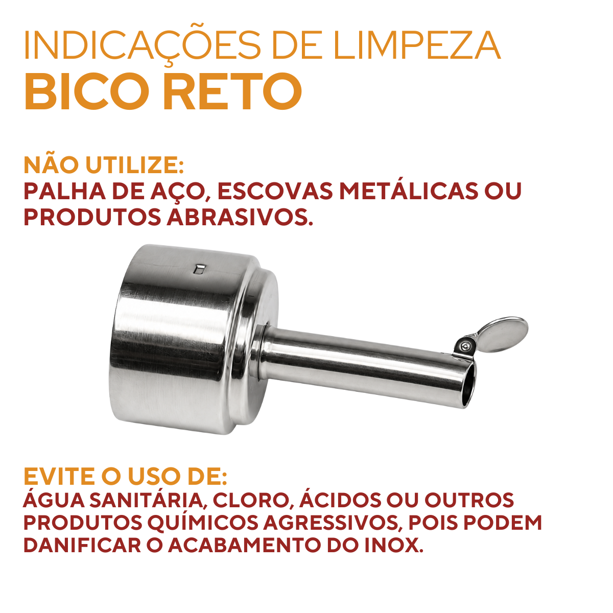 Bico Reto Dosador P/Galheteiro Aço Inox