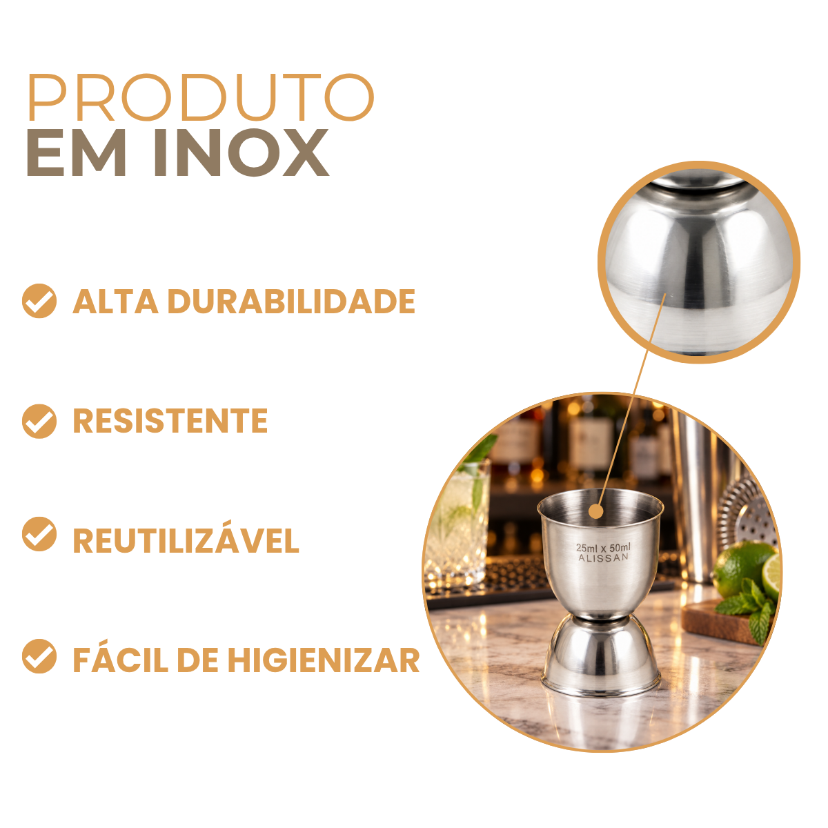 Dosador de Bebidas 25x50ml Aço Inox