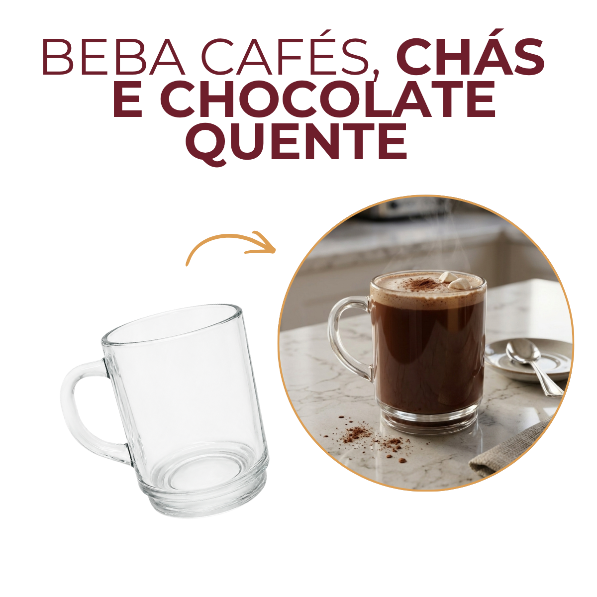 Caneca Lisa Vidro 250ml