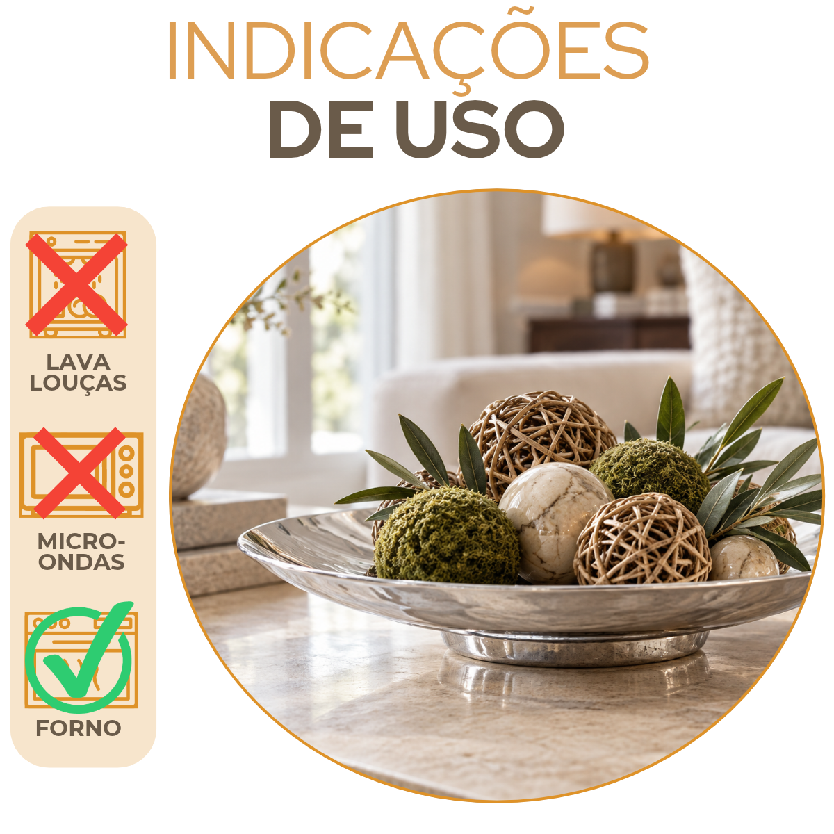 Centro de Mesa Decorativo Catânia 47cm em Alumínio Fundido Polido