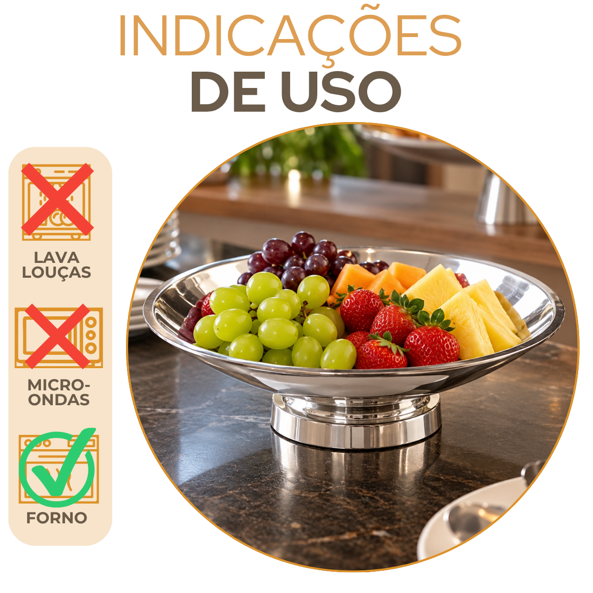 Centro Fruteira Carrara em Alumínio Fundido 39cm