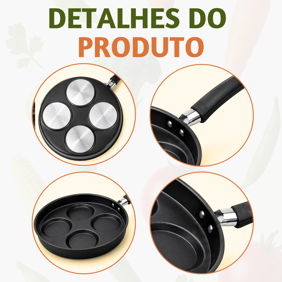 Frigideira 4 Ovos Antiaderente Preta N26 Profissional