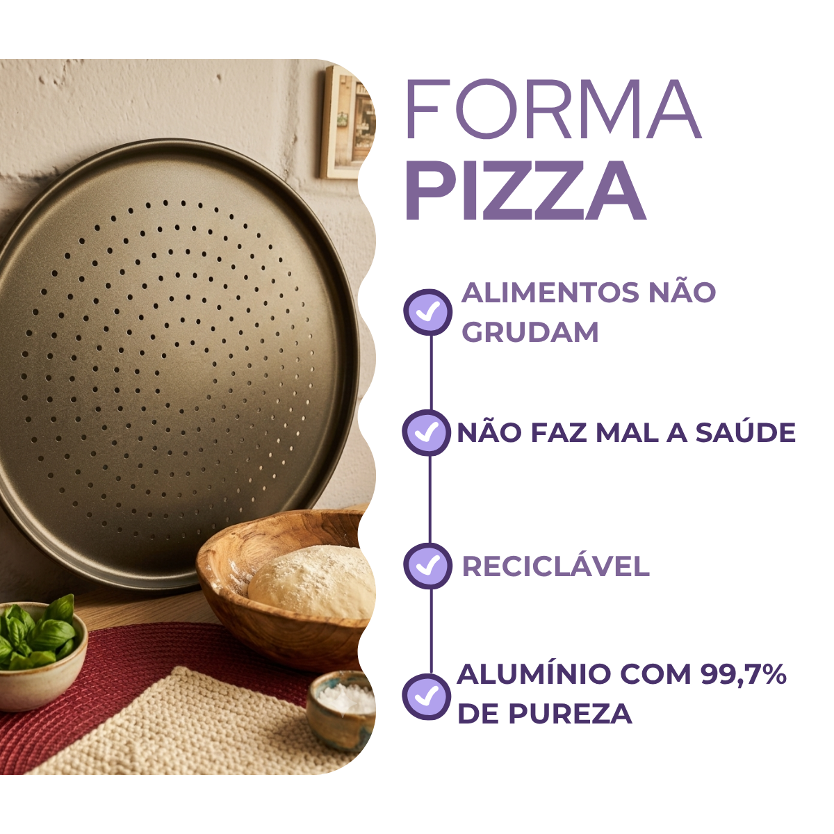 Forma Pizza Perfurada 36cm Antiaderente