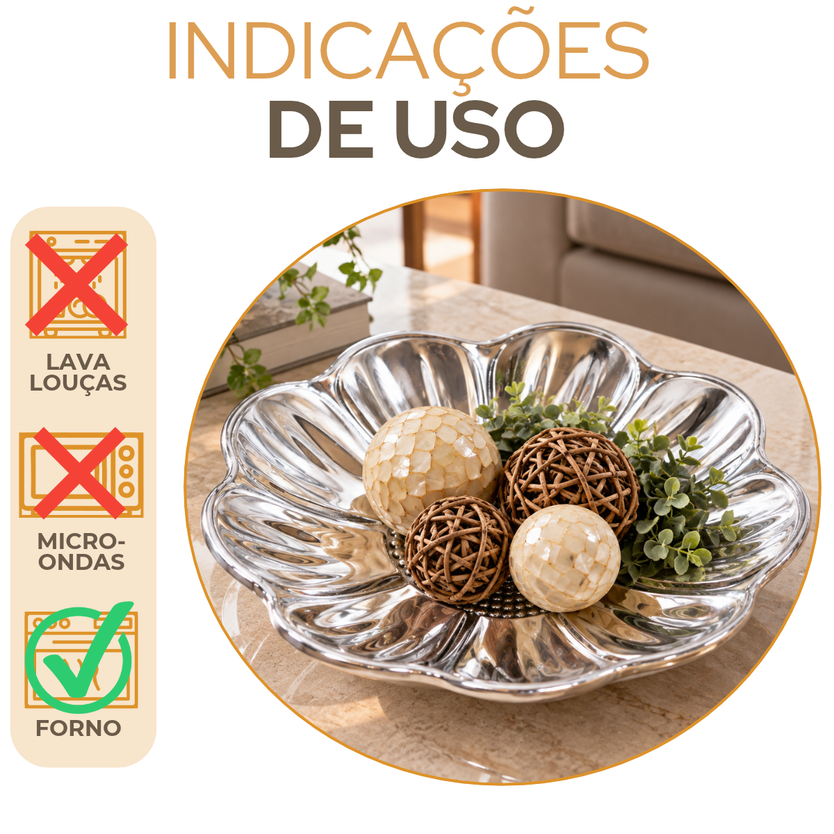 Centro de Mesa Flor Alumínio Polido 39cm