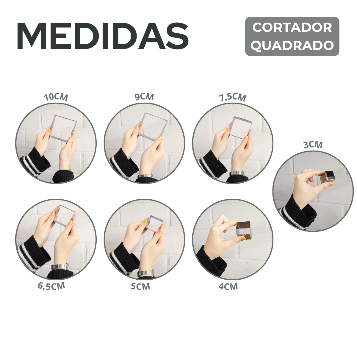 Jogo Cortador Quadrado Aço Inox 7 peças