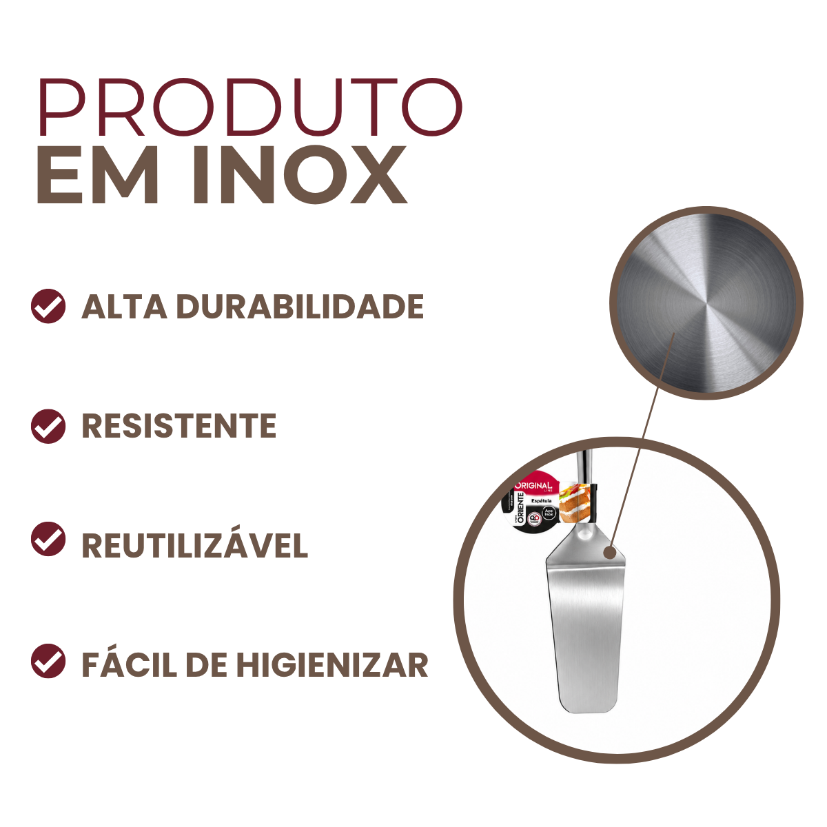 Espatula Oriente Aço Inox 27cm