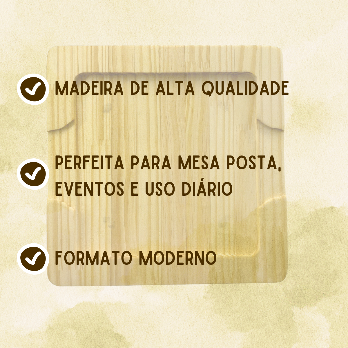 Tabua Quadrada 26cm Pinus - A Gourmet