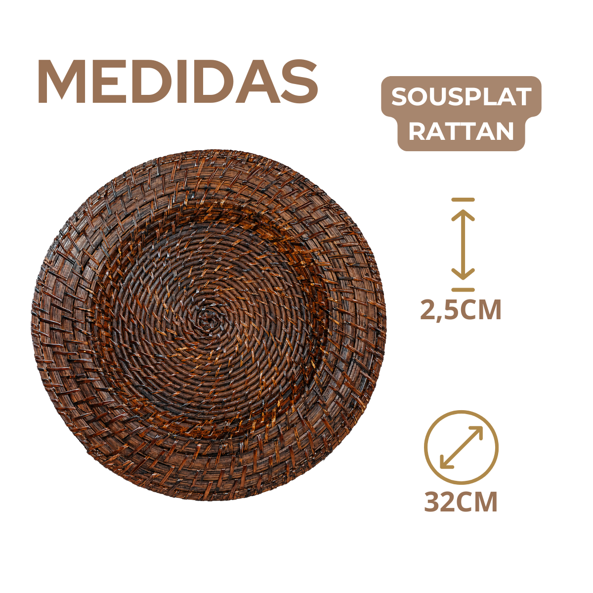 Sousplat Escuro Rattan 32cm