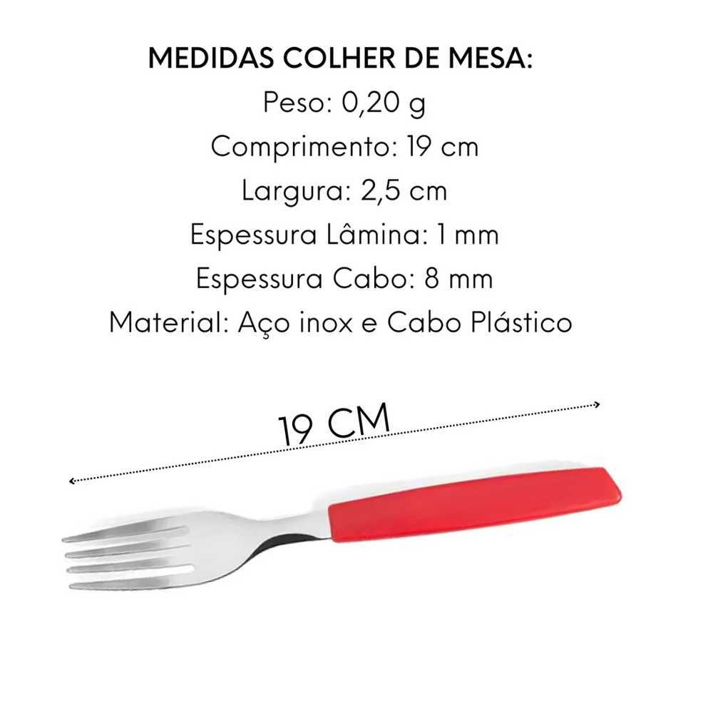 Garfo de Mesa Color Vermelho Original