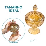Potiche bomboniere ambar vidro diamond