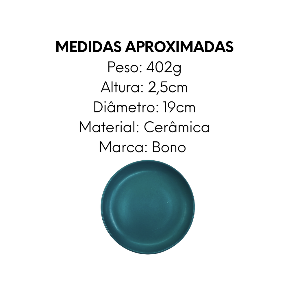Prato Sobremesa Bono Cerâmica 19cm Verde Bono