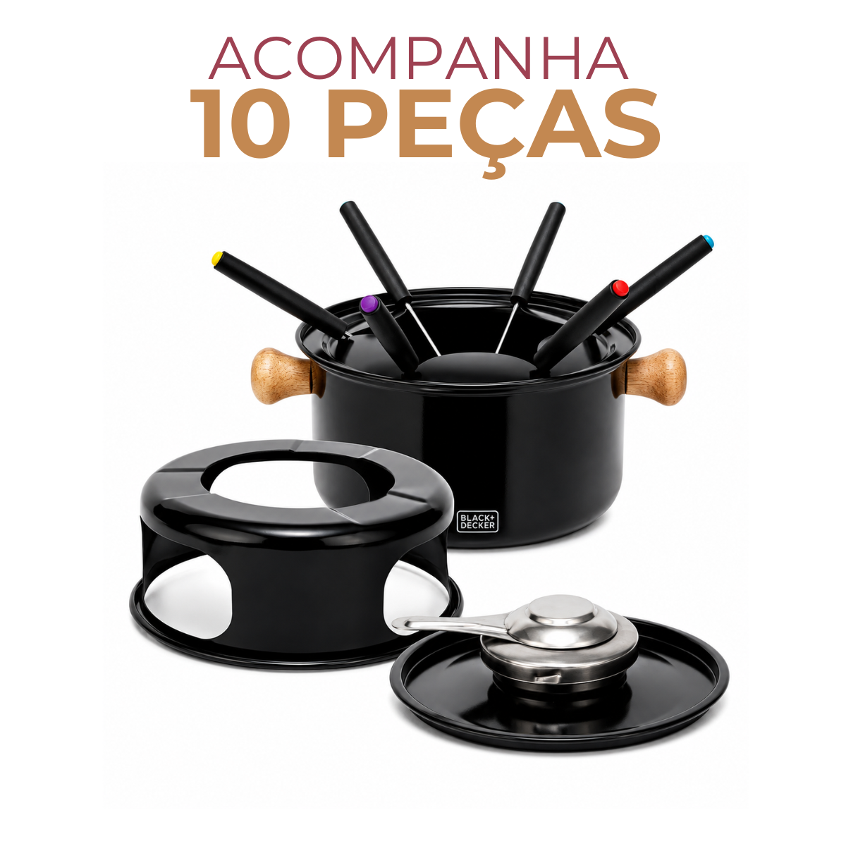Conjunto Fondue Preto 10peças