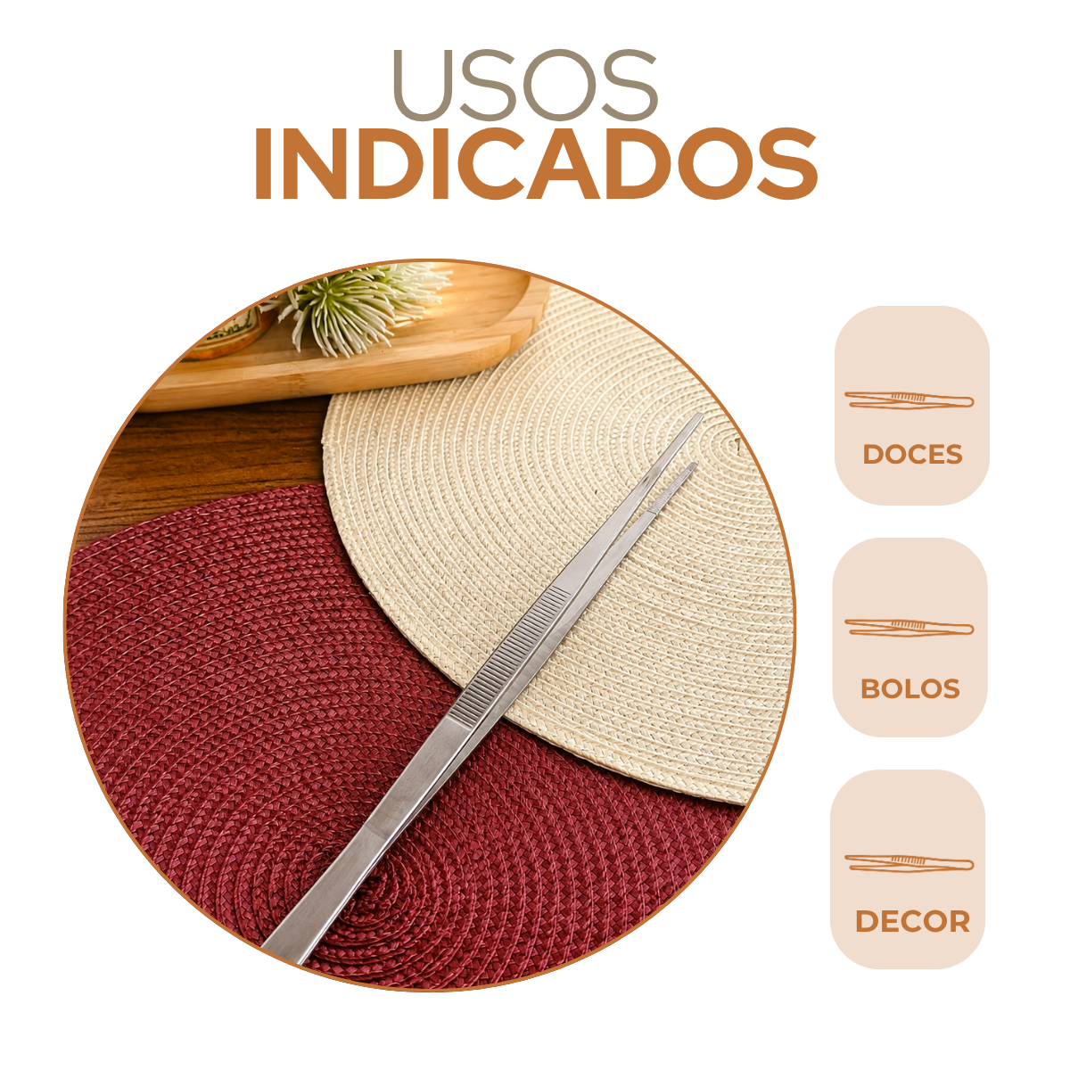 Pinça Culinária Reta 30cm Profissional