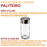 Paliteiro de Vidro Com Tampa de Aço Inox