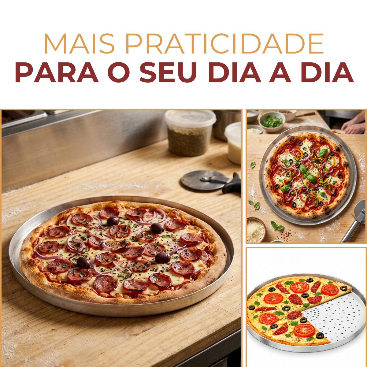 Forma de Pizza com Furos Hotel N35 em Alumínio 35cm