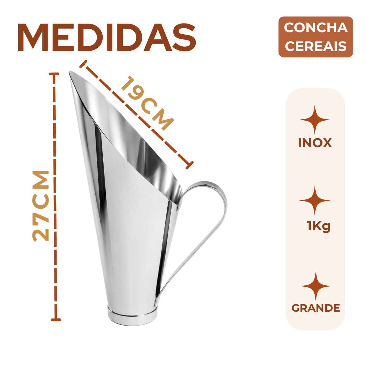 Concha de Cereais Aço Inox 1kg