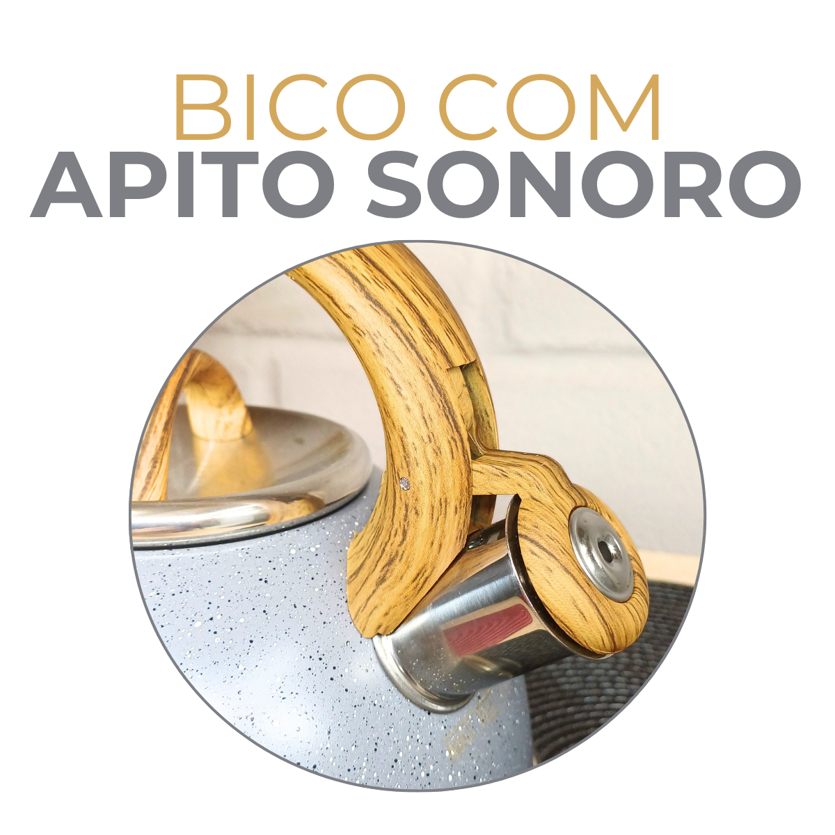 Chaleira Cinza Grey Com Apito 3 Litros
