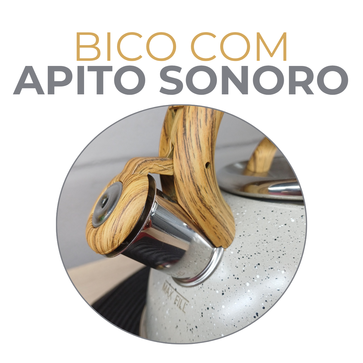 Chaleira Com Apito Cinza 3 Litros