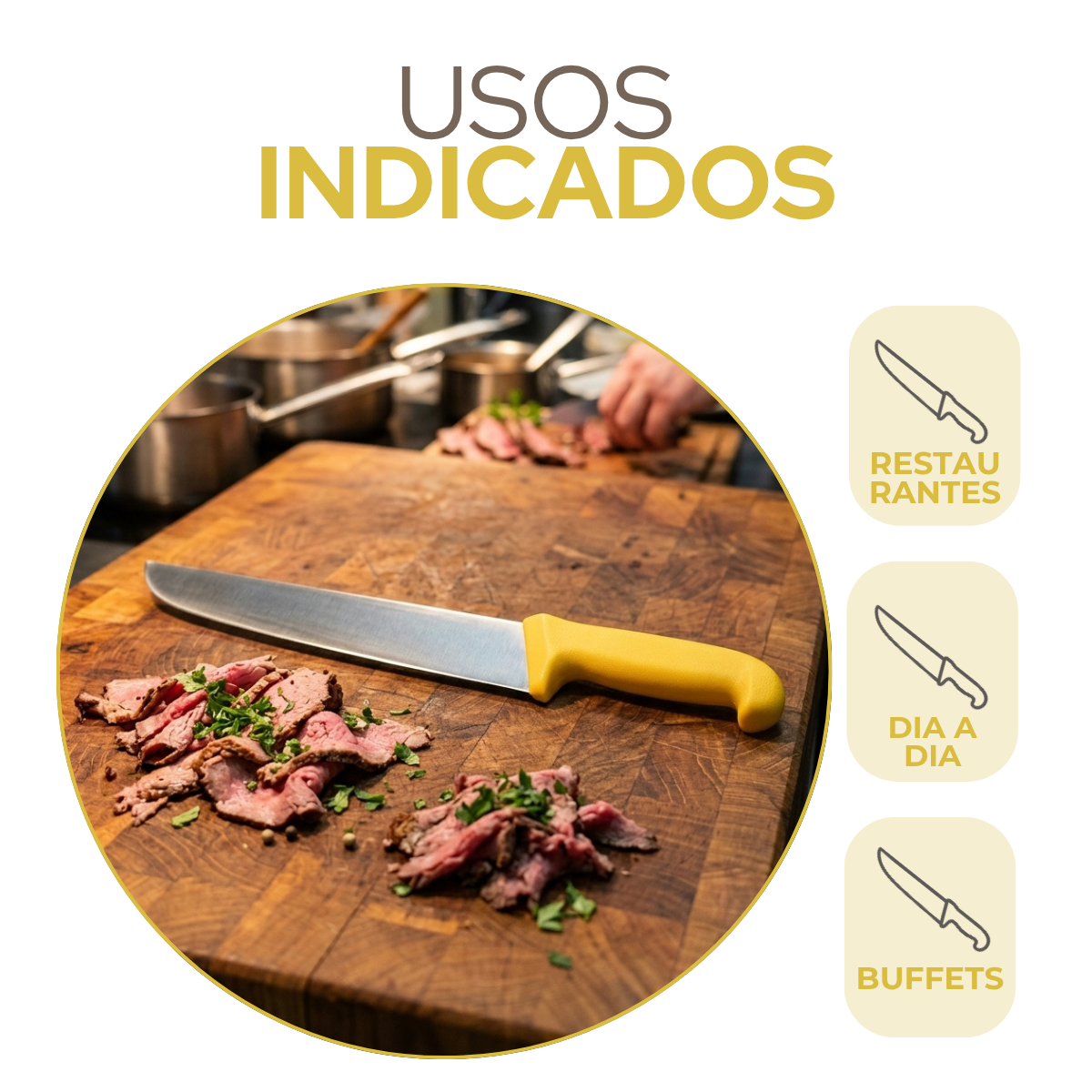 Faca Carne 12° Cabo Amarelo