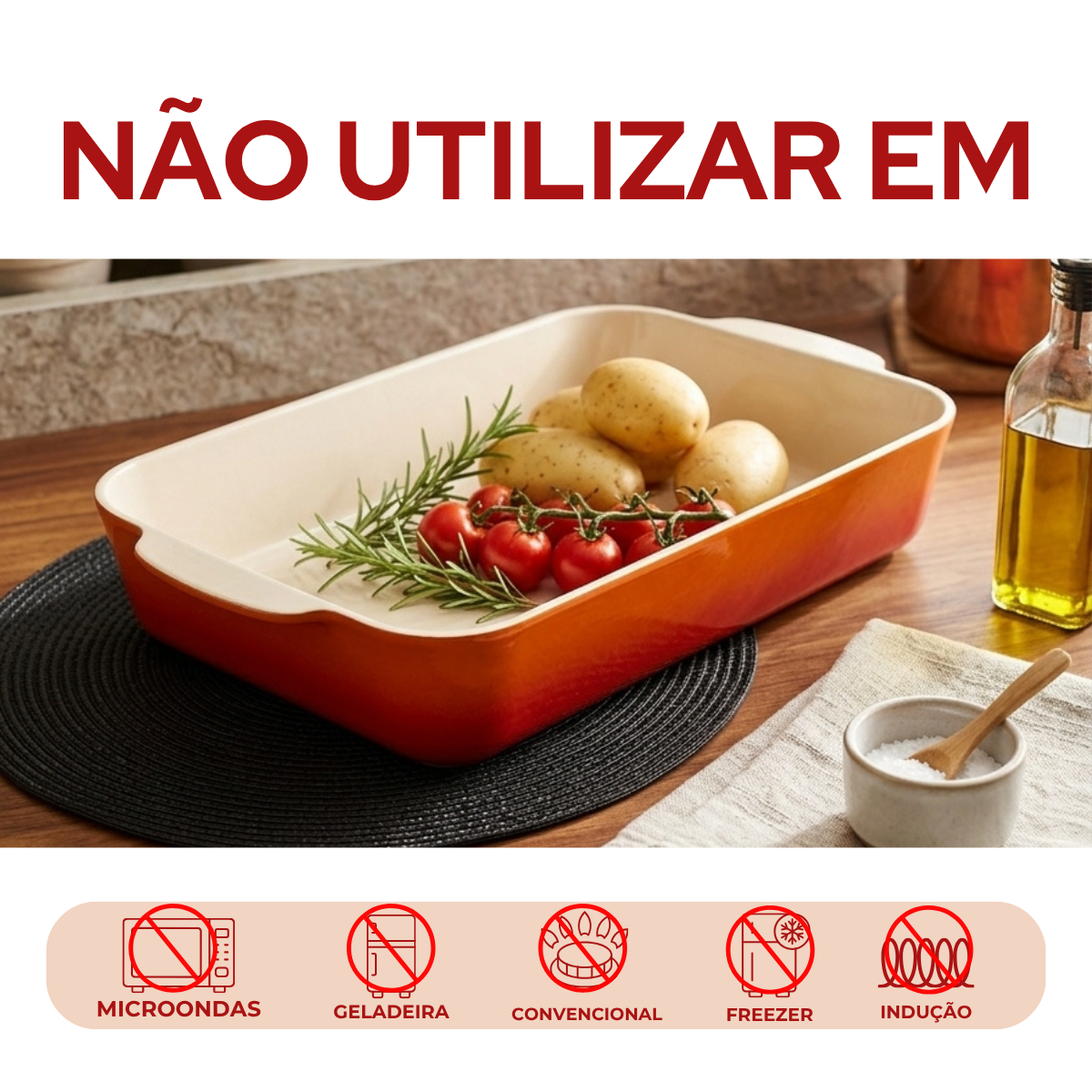 Assadeira Retangular Laranja