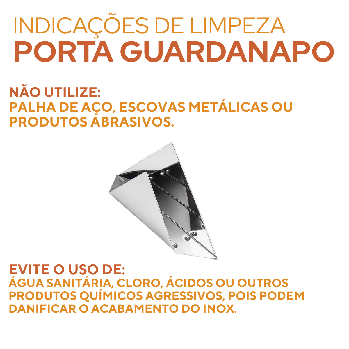 Porta Guardanapo Triangular em Aço Inox Alissan
