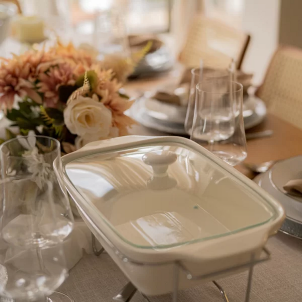 Rechaud Retangular de Porcelana Com Suporte 2,8L Dynasty