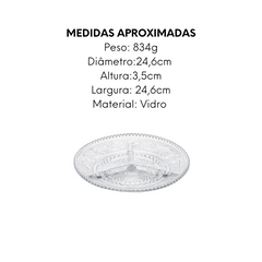 Petisqueira com 3 divisória 24,6cm de Vidro Day Home