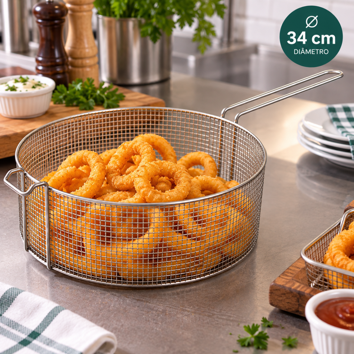 Cesto Redondo Para Fritura 34cm Arame Profissional