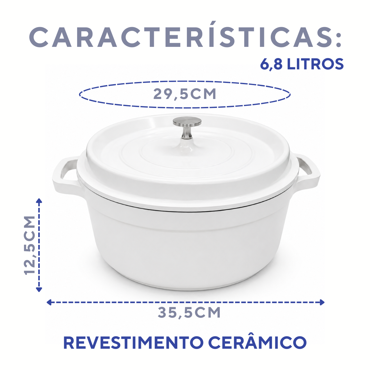 Caçarola Studio Hércules Branco 6,8L