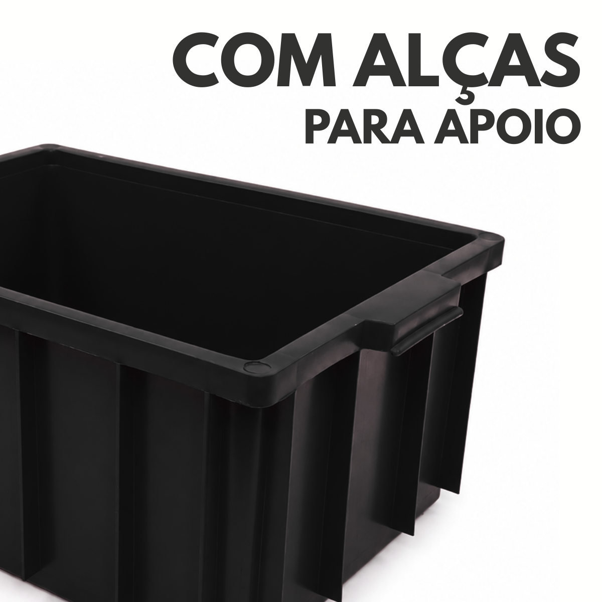 Caixa Organizadora 36L Preta Empilhável em Plástico Resistente