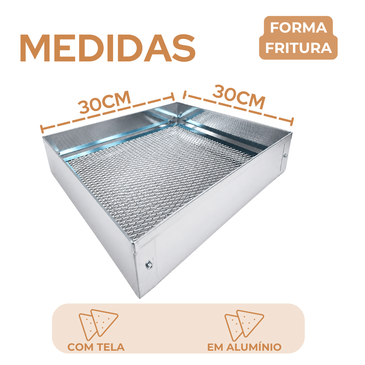 Forma quadrada com tela 30cm escorredor de fritura