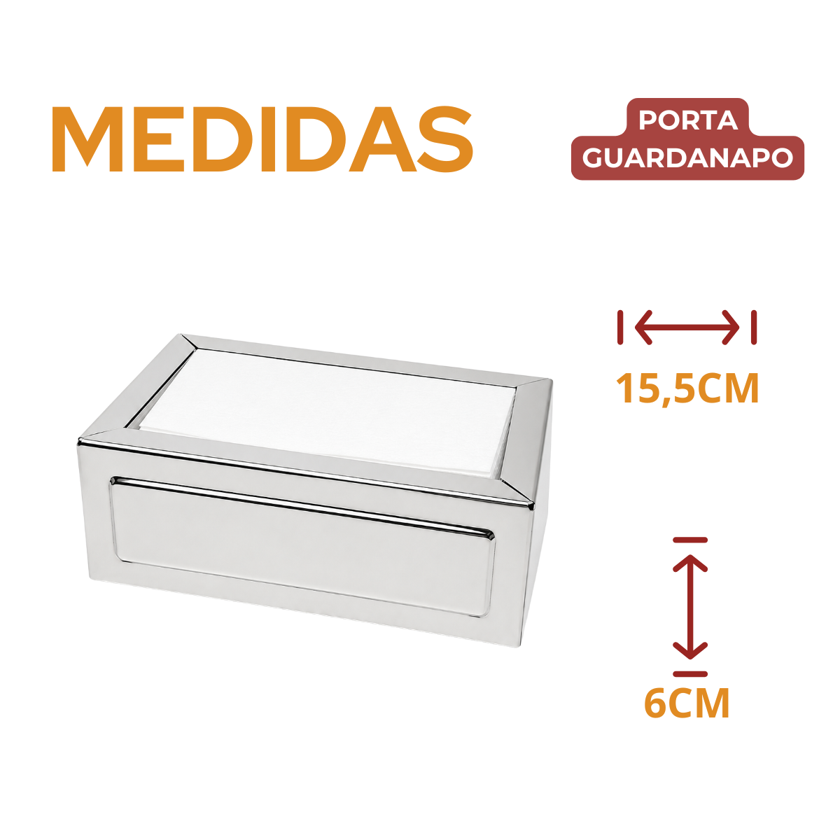 Porta Guardanapo Inox deitado
