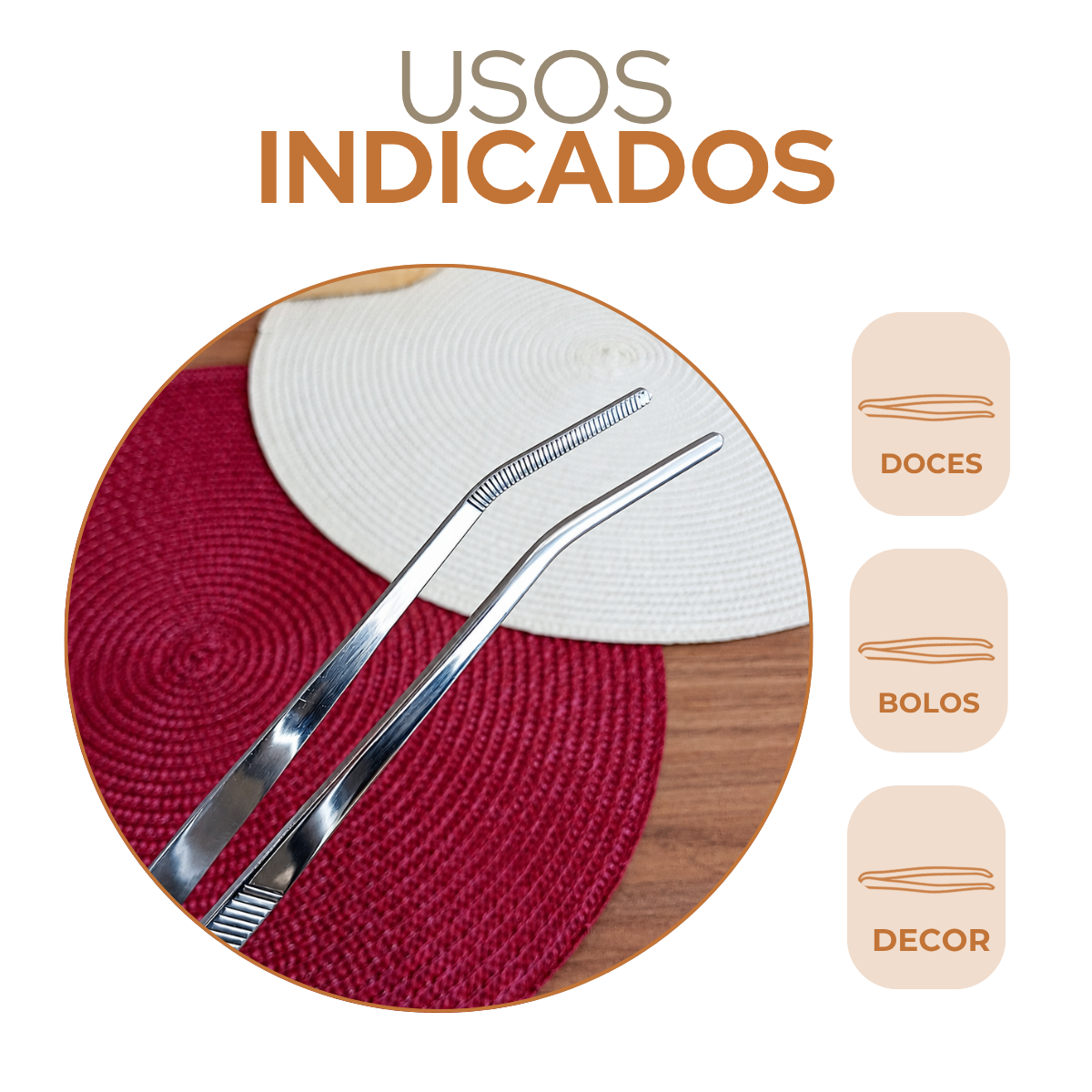 Pinça Culinária Ponta Curva 30cm