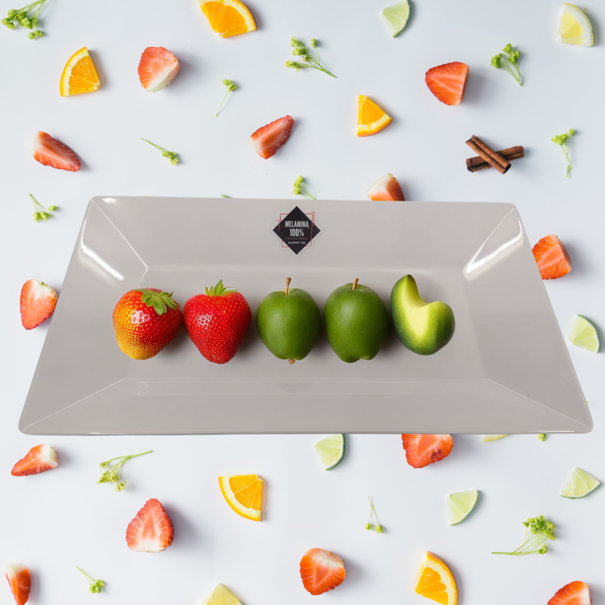 Prato Retangular melamina 35cm Gourmet Mix