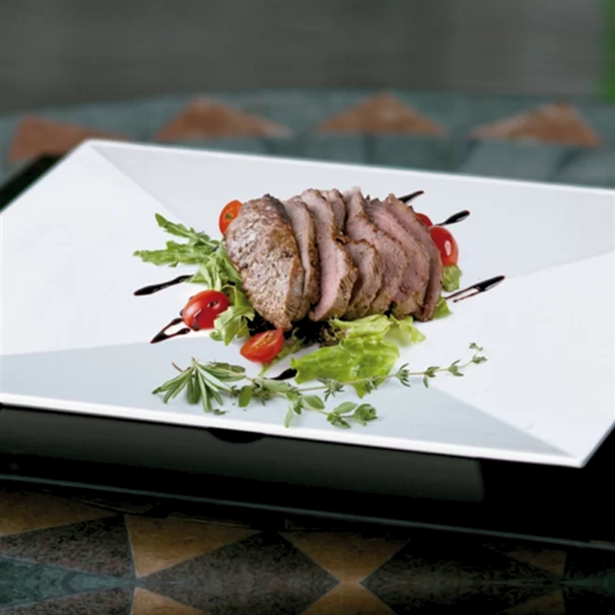 Prato Quadrado Melamina 32,5 cm Gourmet Mix