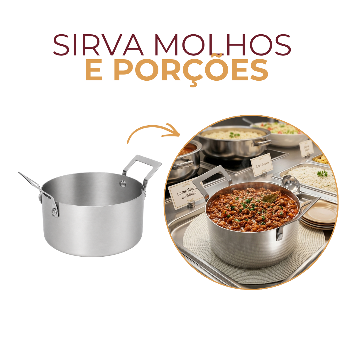 Mini Caçarola Servir Aço Inox 550ml
