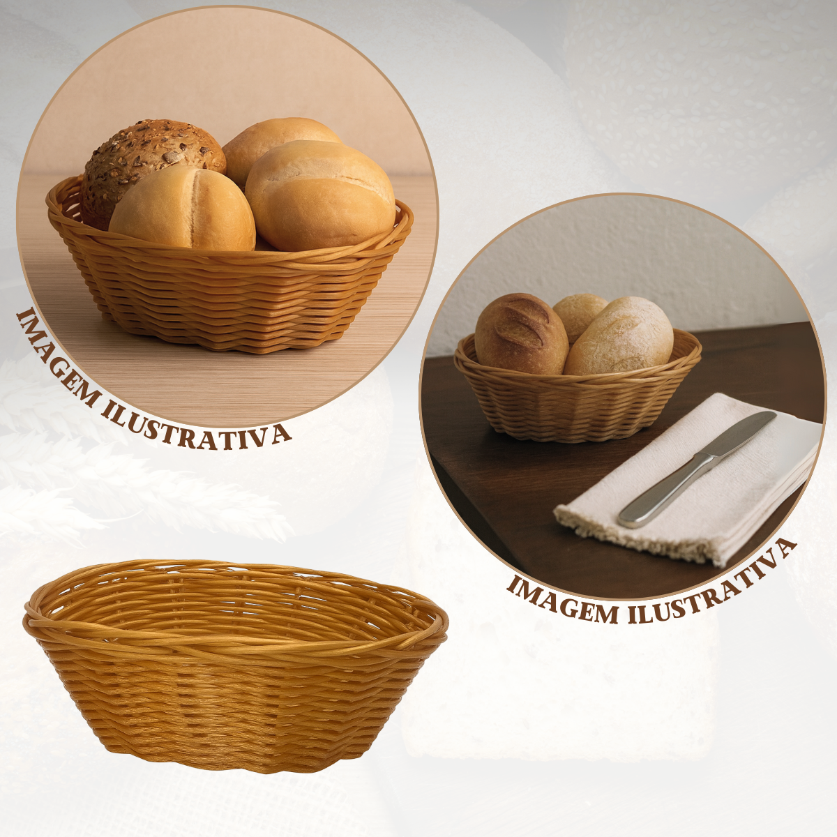 Cesto Oval Sintética Bege Polietileno