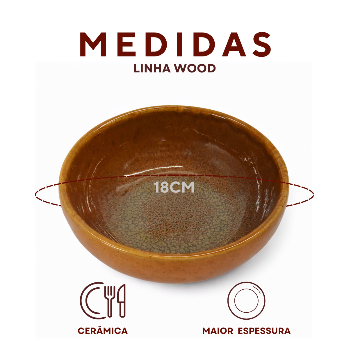Tigela Cerâmica Refrátaria 700ml Romanha Wood
